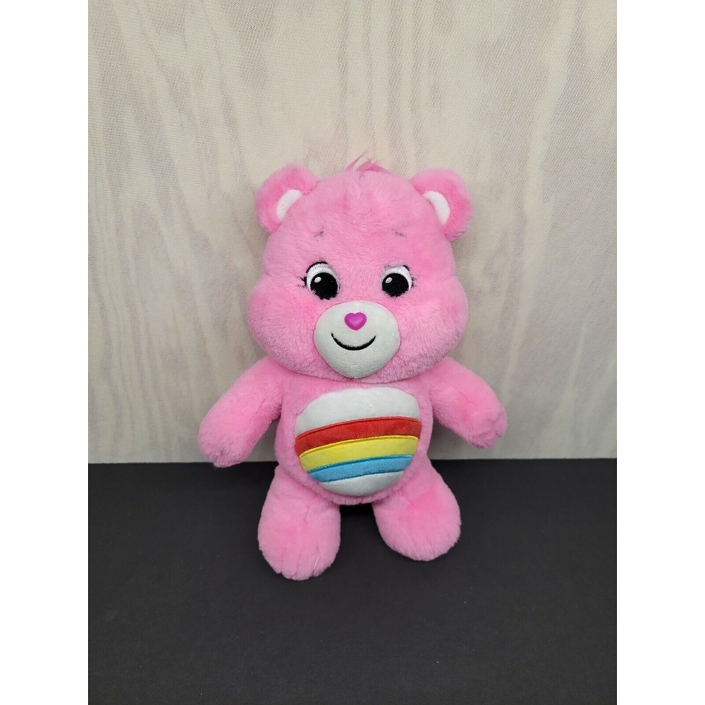 CARE BEARS Cheer Bear Pink Rainbow Large 17" Plush Toy Stuffed Animal Heart Paws